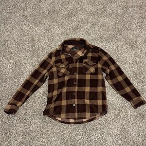 Freedom Foundry Men’s Brown & Tan Plaid Fleece Button-Down Shirt